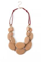 Francesca's Larue Wood Statement Necklace - Tan