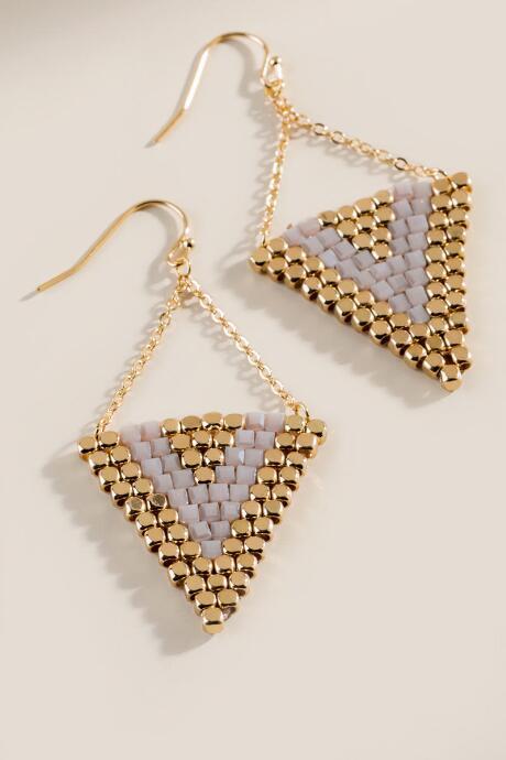 Francesca's Genna Woven Beaded Statement Earrings - Champagne