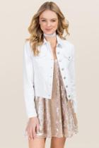 Mi Ami Palmer Embroidered Denim Jacket - White