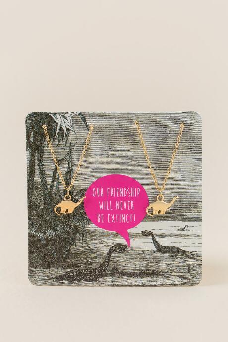 Francesca's Dinosaur Friendship Necklace Set - Gold