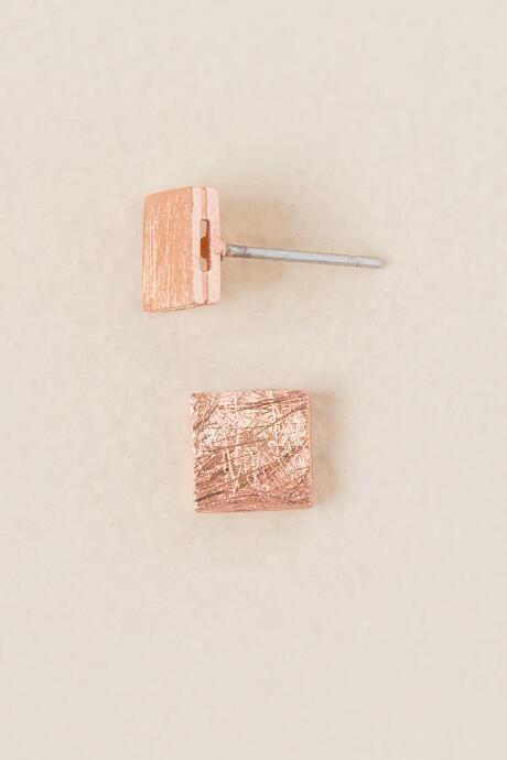 Francesca's Fawn Square Stud Earring In Rose Gold - Rose/gold