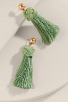 Francesca's Kyla Tasseled Knot Drop Earrings - Moss
