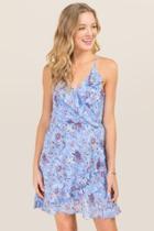 Mi Ami Haylie Floral Ruffle A-line Dress - Oxford Blue