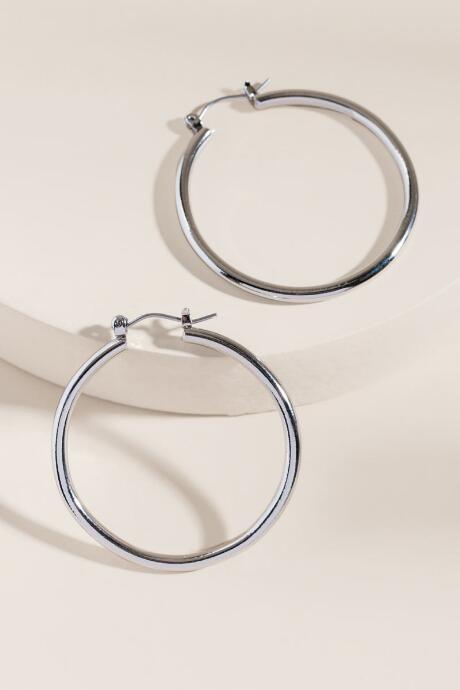 Francesca's Chloe Clasp Top Hoop Earrings - Silver