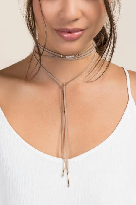 Francesca's Kiley Suede Wrap Choker - Tan