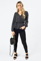Francesca's Rayleigh Polka Dot Peplum Blouse - Black
