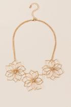 Francesca's Lily Flower Statement Necklace In Gold - Gold