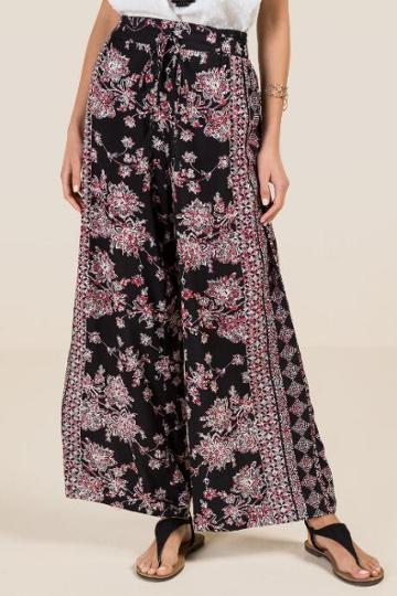 Franacesca's Payton Smocked Waist Palazzo Pants - Black