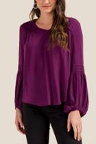 Francesca's Rachael Tiered Shoulder Blouse - Purple