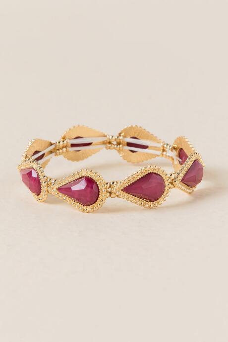 Francesca's Chantel Teardrop Stretch Bracelet In Burgundy - Burgundy