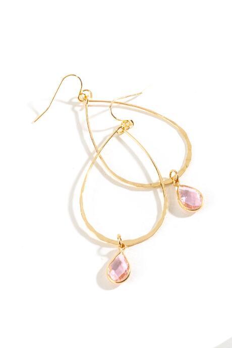 Francesca's Charlotte Hammered Teardrop Earrings - Pale Pink