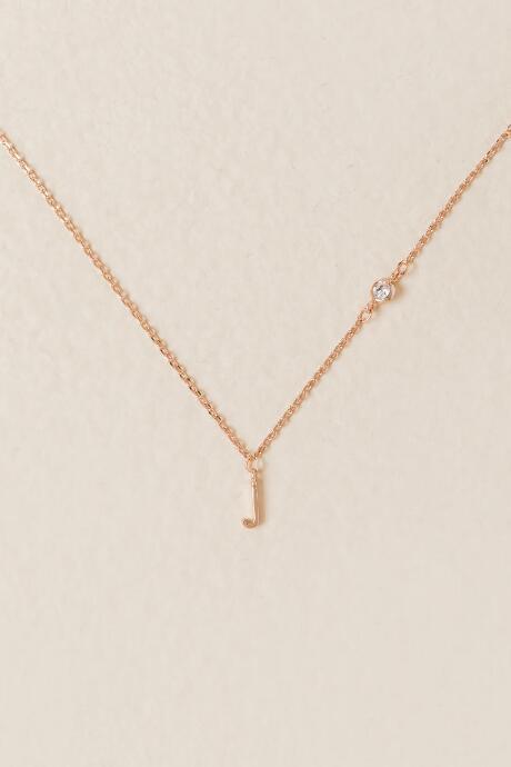Francesca's J 14k Initial Necklace In Rose Gold - Rose/gold