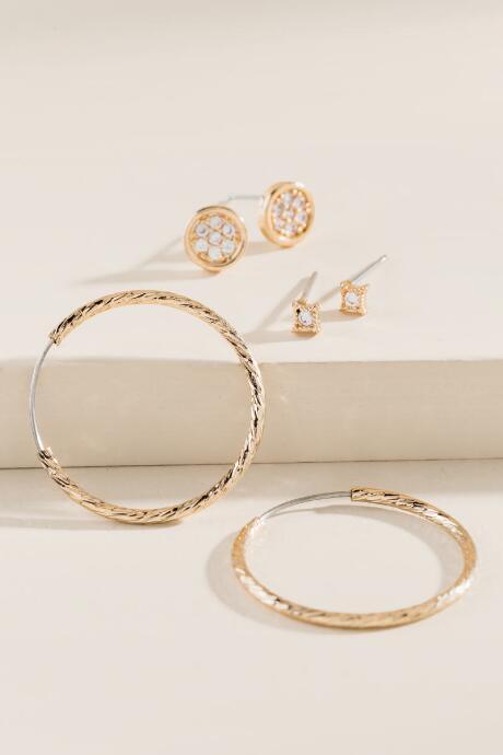 Francesca's Evalyn Pav Earring Set - Gold