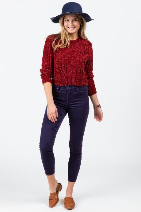 Francesca's Pamelyn Velvet Pants - Blue