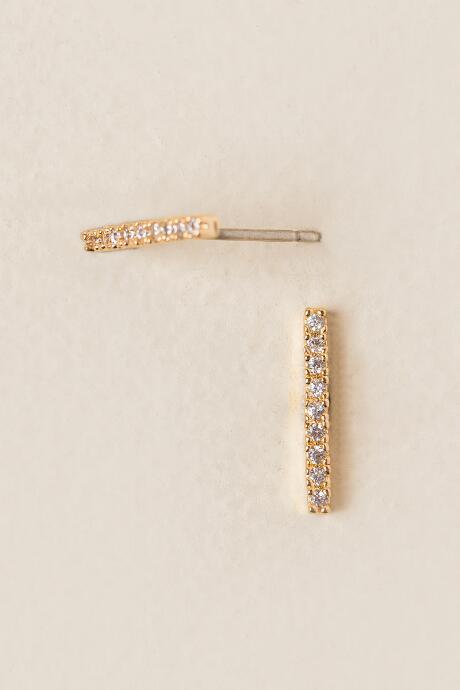 Francesca's Stacie Cubic Zirconia Bar Stud Earring - Crystal