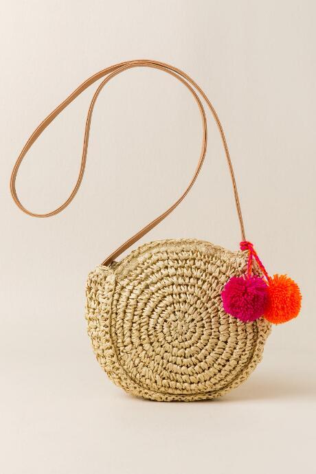 Francescas Rio Round Straw Crossbody - Natural