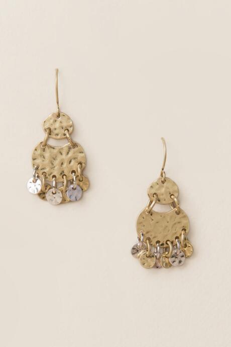 Francesca's Brylee Hammered Metal Drop Earring - Mixed Plating