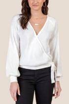 Francesca's Kayla Surplus Wrap Top - Ivory