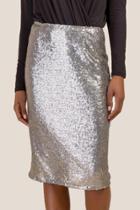 Francesca's Justine Allover Sequin Pencil Skirt - Silver