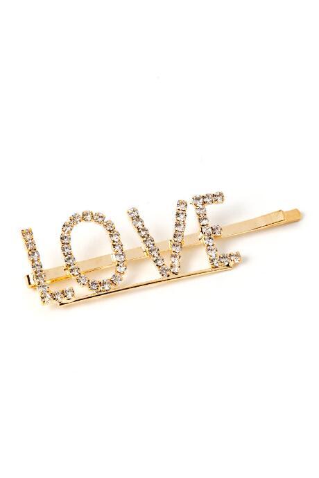 Francesca's Julia Rhinestone Love Bobby Pin - Gold