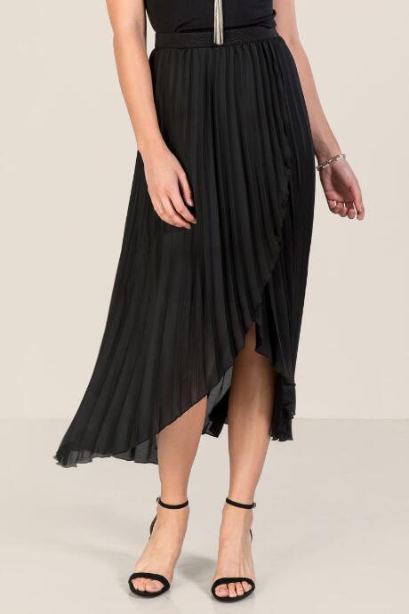 Francesca's Karlie Pleated Wrap Maxi Skirt - Black