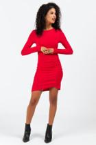 Francesca's Pat Side Ruched Dress - Red
