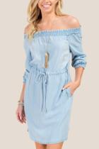 Francesca Inchess Gisella Off The Shoulder Dress - Chambray