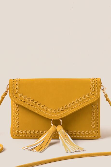 Francesca Inchess Viviana Tasseled Envelope Clutch - Sunshine