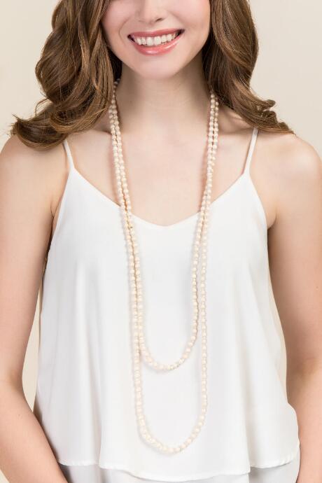 Francesca's Juno Wood Beaded Necklace - Beige