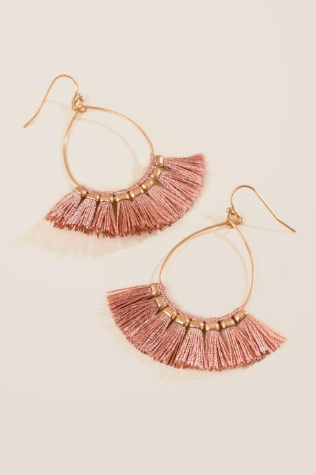 Francesca's Zoey Tassel Fringe Earrings - Mauve