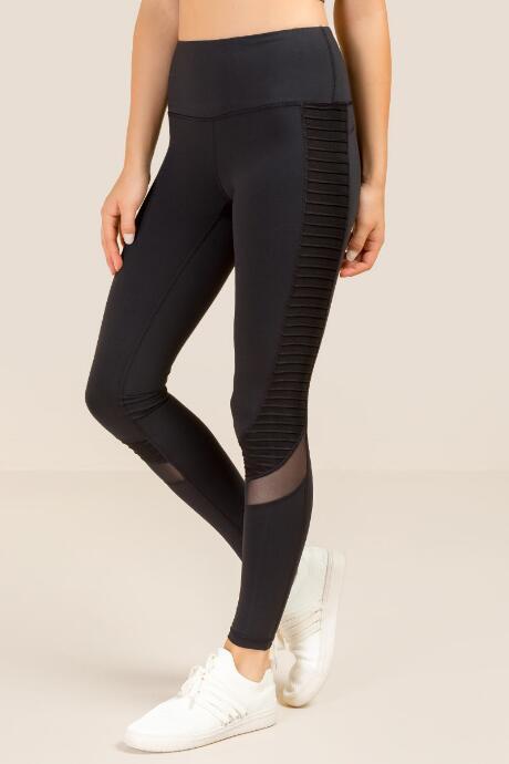 Francesca's Nyla Paneled Mesh Insert Legging - Black