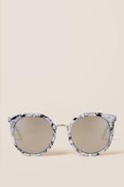 Francesca's Westlake Marble Round Sunglasses - Black/white