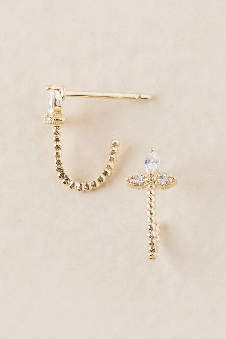 Francesca's Ada Cubic Zirconia Huggie Hoop Earring - Gold