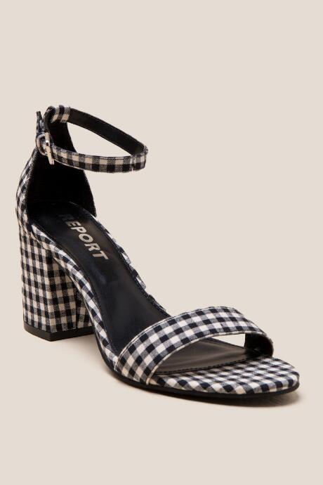 Report Pamela Gingham Block Heel - Black/white