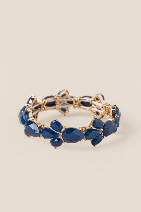 Francesca's Alexis Cluster Stretch Bracelet In Navy - Navy