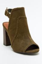 Mia Shoes Mia Pat Open Toe Bootie In Olive - Olive