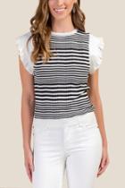 Francesca's Viviana Flutter Sleeve Top - Ivory
