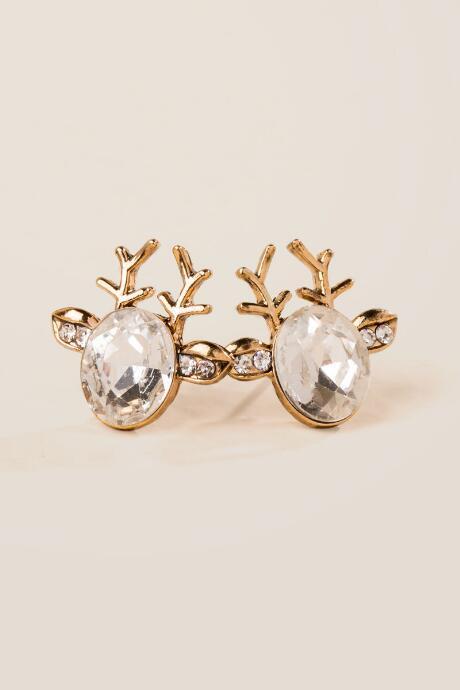 Francesca's Reindeer Crystal Stud Earring - Crystal