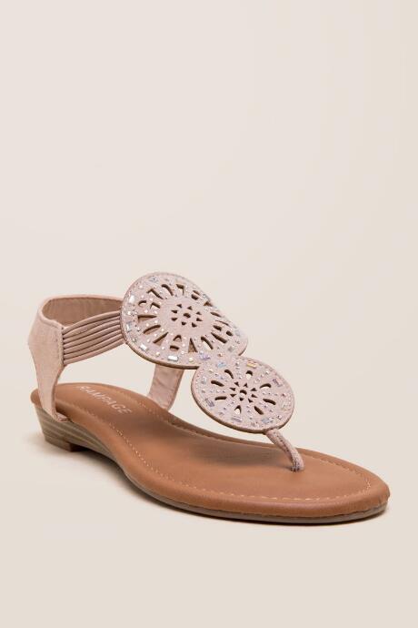 Rampage Candia Embellished T-strap Sandal - Natural