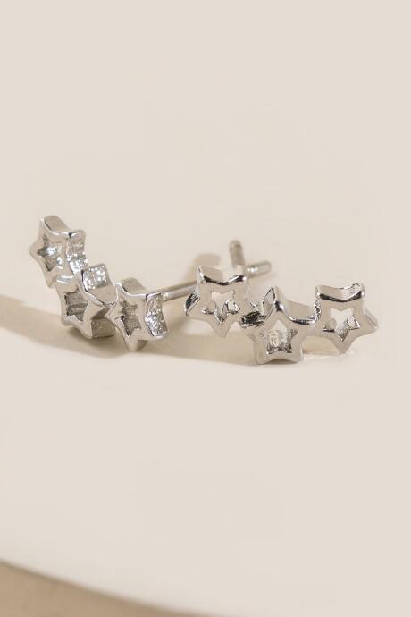 Francesca's Tiny Open Star Ear Crawlers - Silver