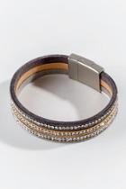Francesca's Charlotte Pav Leather Wrap Bracelet - Mixed Plating