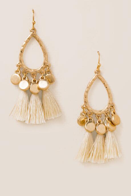 Francesca's Belle Tassel Drop Earrings - Ivory