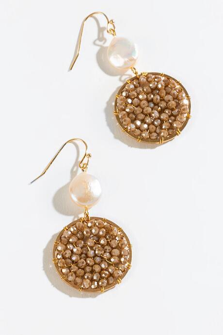 Francesca's Addison Pearl Beaded Drop Earrings - Mauve
