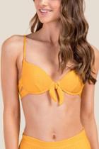 Francesca's Bailey Ribbed Push-up Swimsuit Top - Marigold