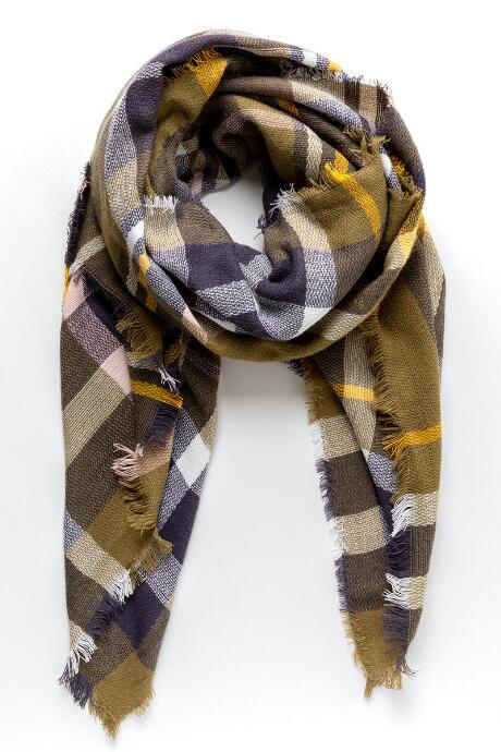 Francesca's Illinois Plaid Scarf - Olive