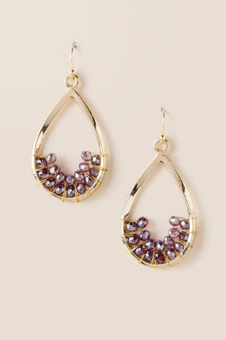 Francesca's Cassidy Semi Bead Filled Teardrop Earring In Mauve - Mauve