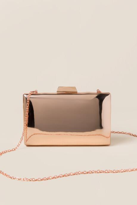Francesca's Leni Rose Gold Mirrored Clutch - Rose/gold