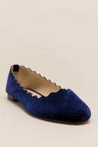 Francesca's Tidal Scalloped Velvet Flat - Navy