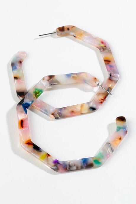 Francesca's Laura Hexagon Hoops - Multi