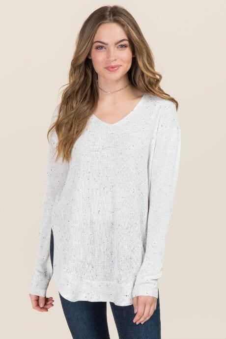Blue Rain Alden Rounded Hem Tunic Sweater - Gray